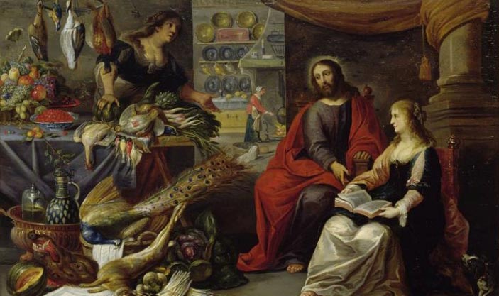 Jesus in the house of Martha and Mary